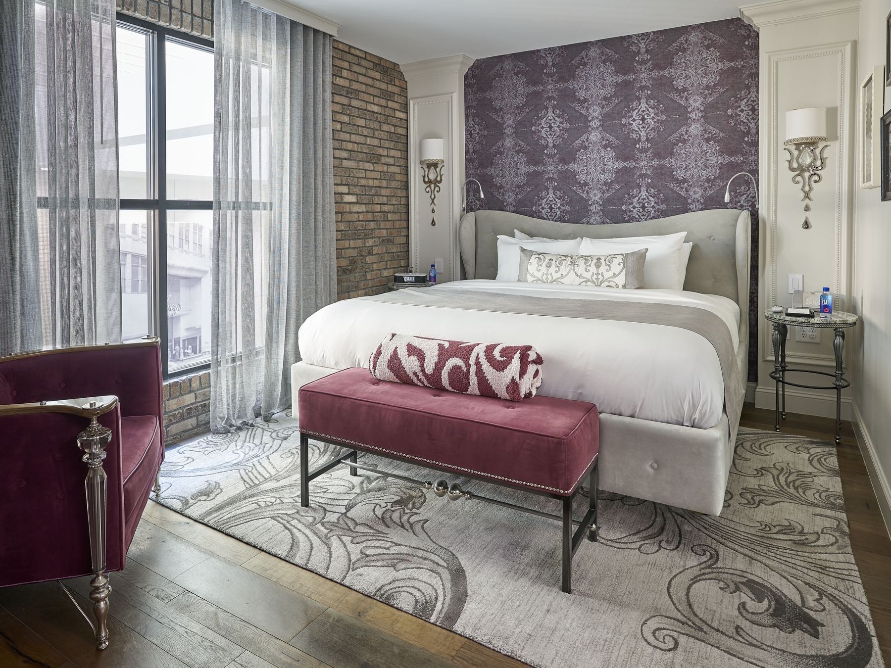 bed in hotel room