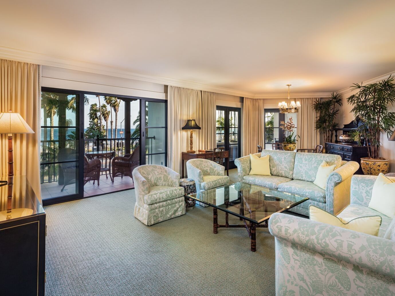 Living room & lounge area of Anacapa suite at Santa Barbara Inn