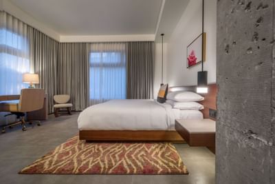 Hi-Lo hotel room with bed and desk