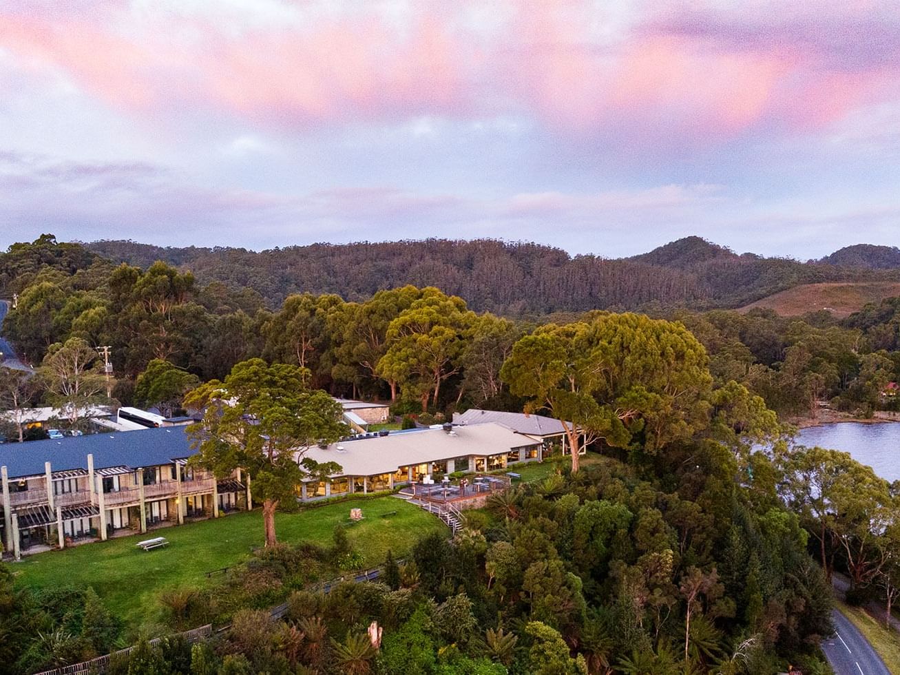 Aerial view of Strahan Village