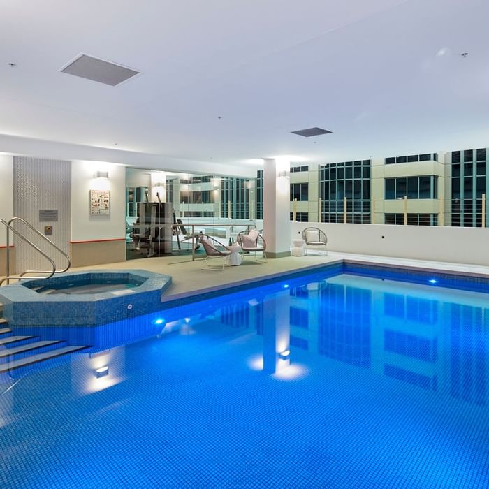 Close up on the indoor pool at Novotel Melbourne on Collins