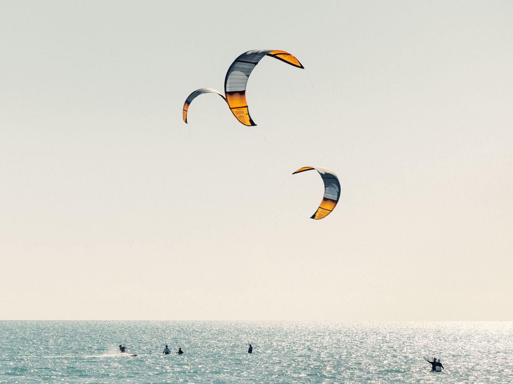 Kitesurfing above the beach near H2O Life Style Resort