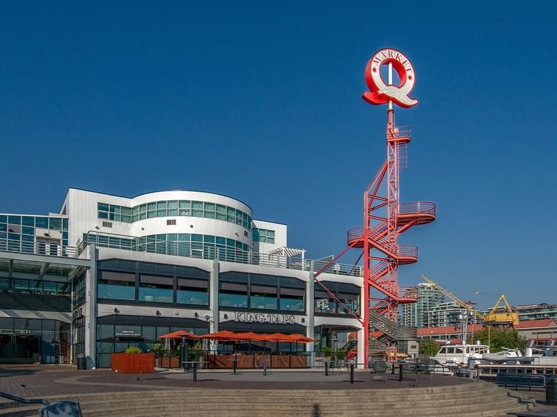 Exterior view of hotel showing Lonsdale Quay sign
