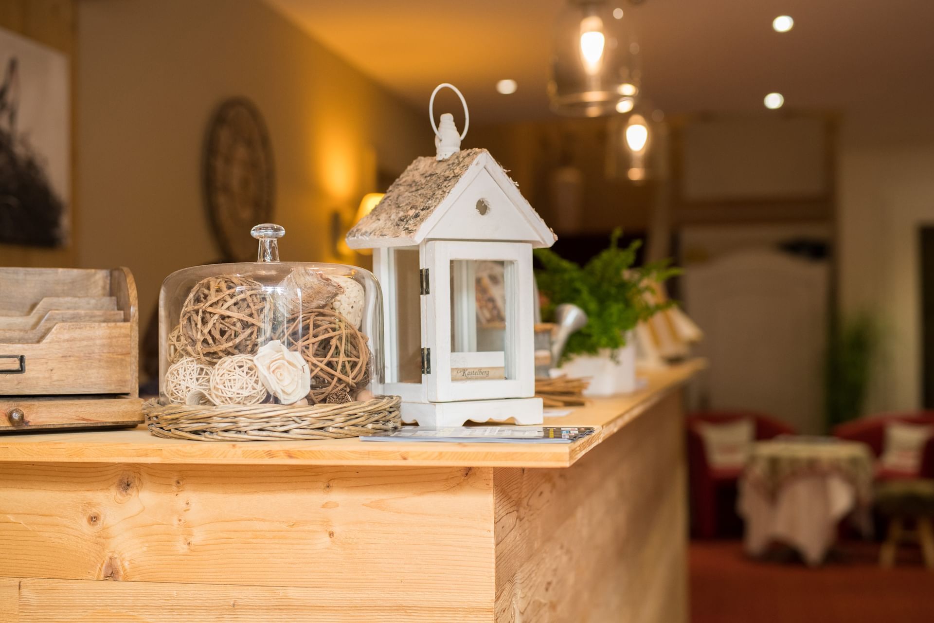 Christmas decors on the reception desk of Le Kastelberg