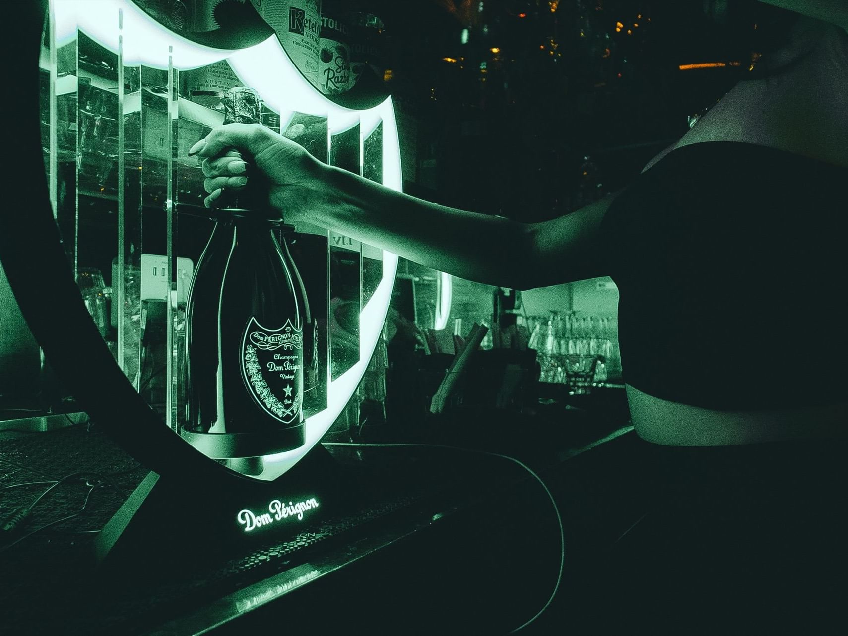 Girl with Dom Pérignon Luminous Shield