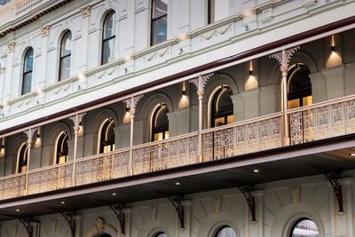 Exterior view of the Hotel rooms with balconies at Melbourne Hotel Perth