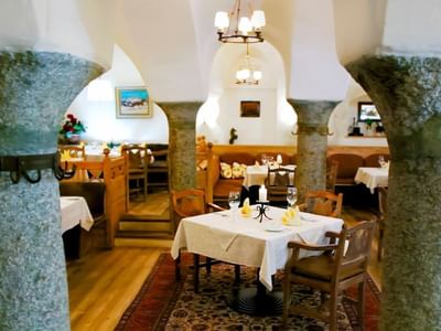 Restaurant at Tiefenbrunner Hotel in Kitzbühel, Austria