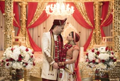 indian wedding couple standing together