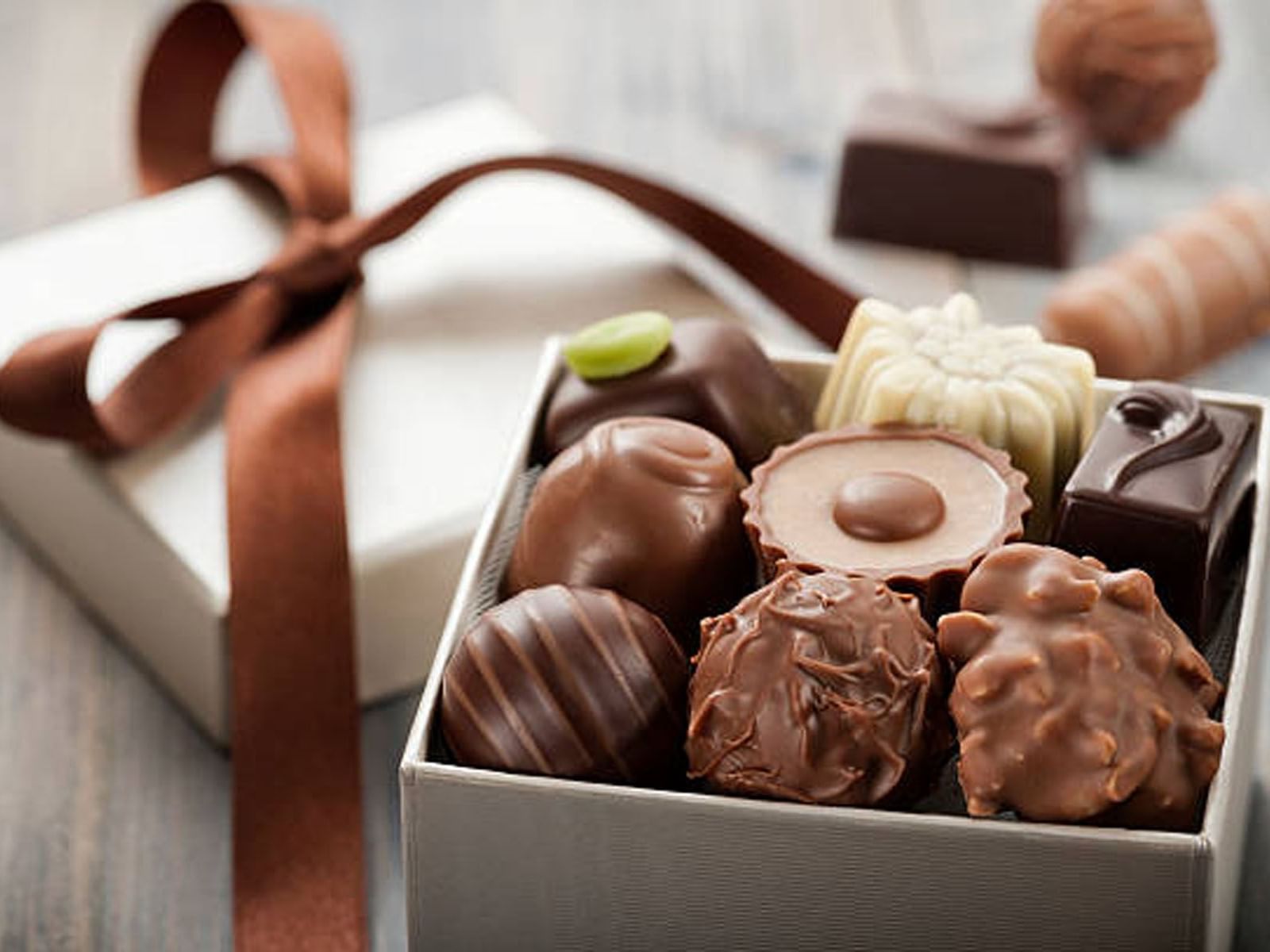 box of various appetizing chocolates at The Inn of Waterloo