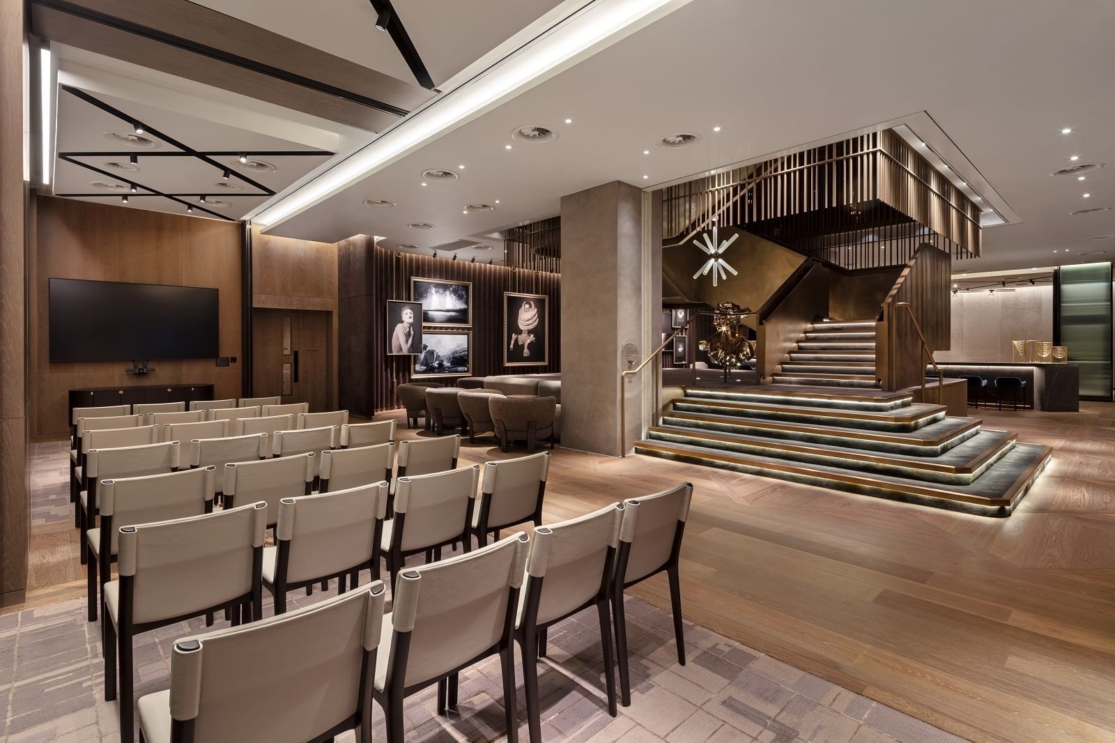 Concept design of a Theatre setup in the lobby at The Londoner