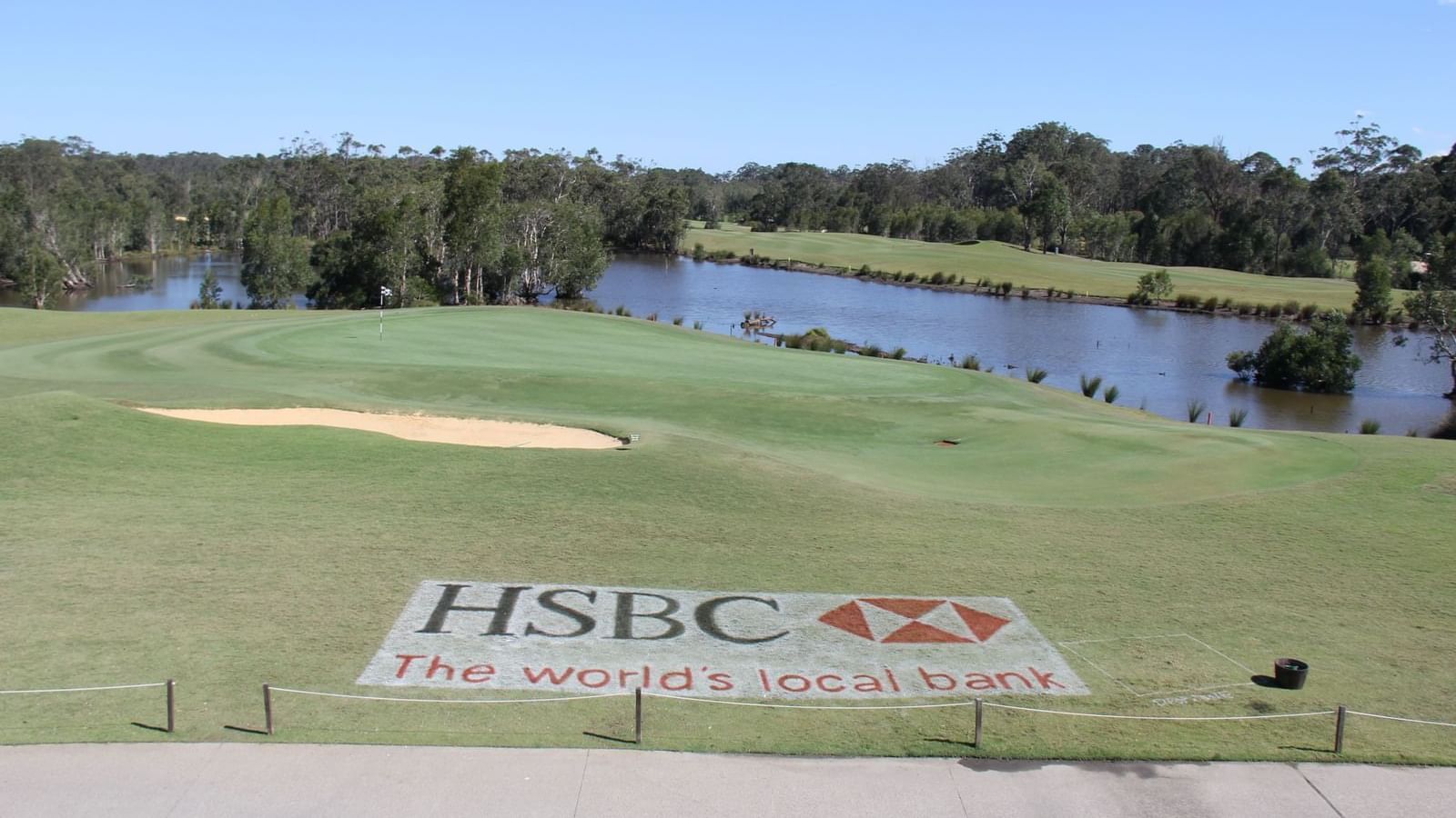 HSBC logo near lake at Mercure Kooindah Waters