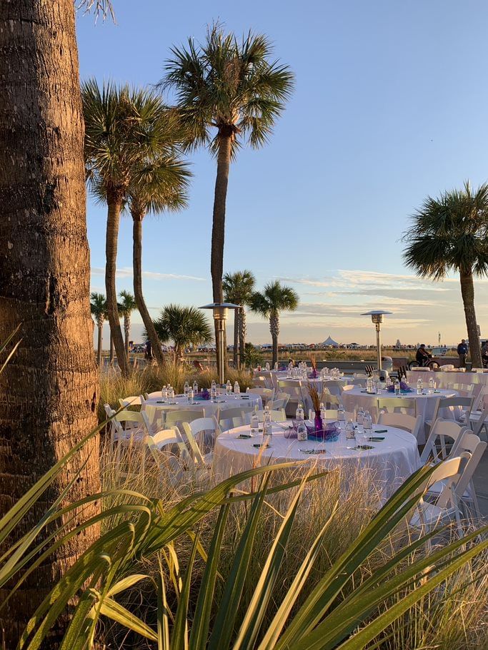 Outdoor banquet set-up at Thunderbird Beach Resort