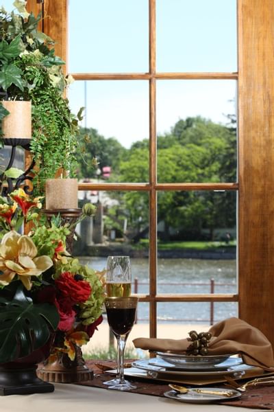 Portrait of a flower centerpiece at The Herrington Inn & Spa