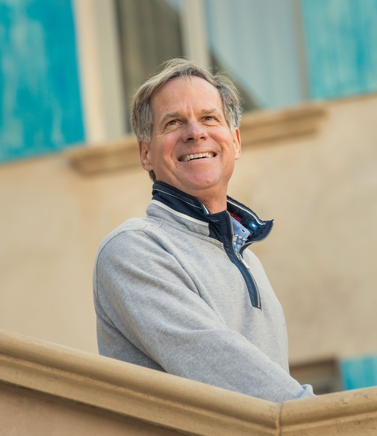 Doug Ayres looking over the courtyard