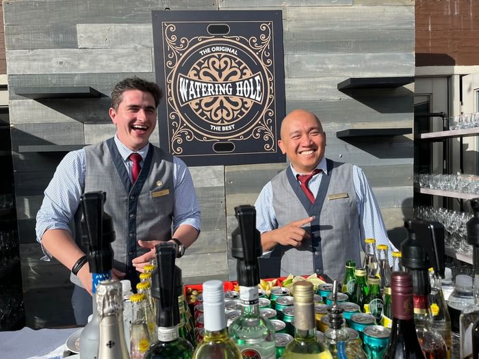 Bartenders posing for a photo at Stein Eriksen Lodge