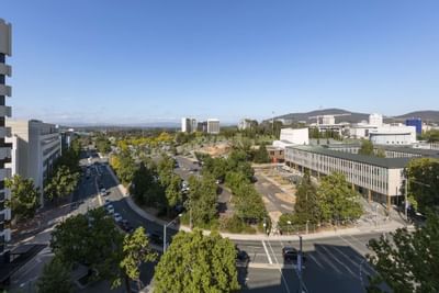 Aerial view of the city from Nesuto Hotels