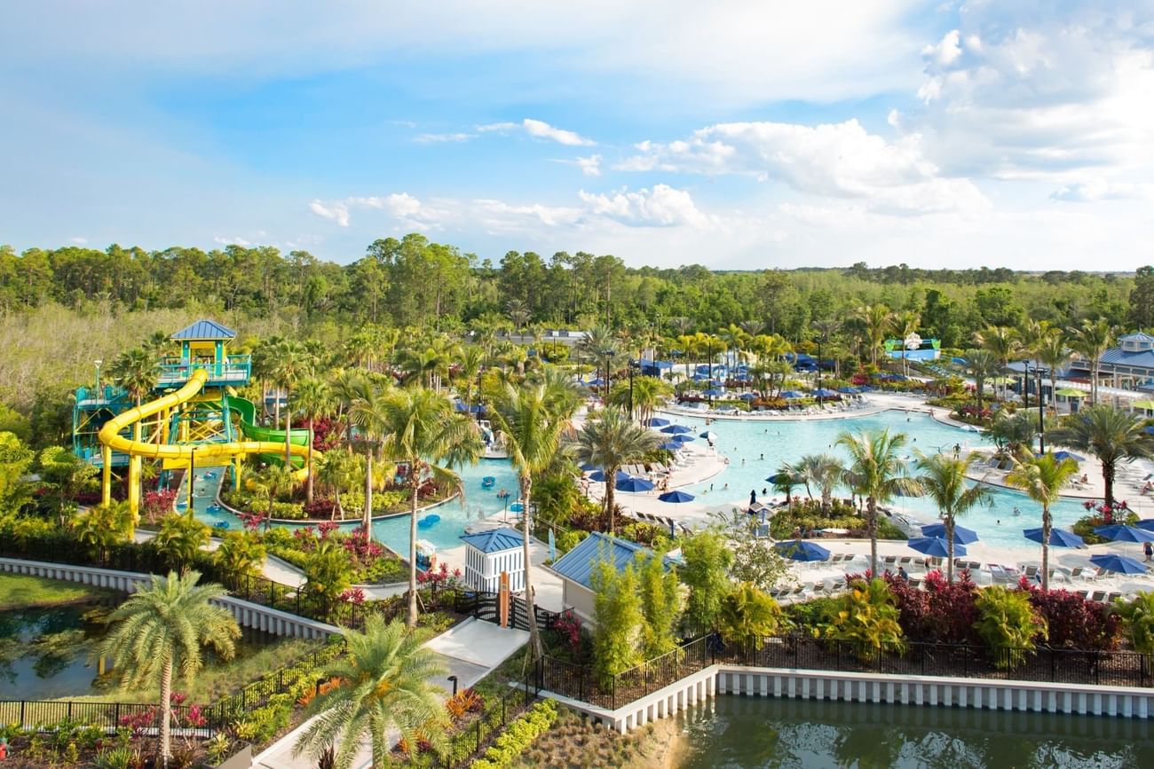 Aerial view of Surfari Water Park at The Grove Resort & Water Park