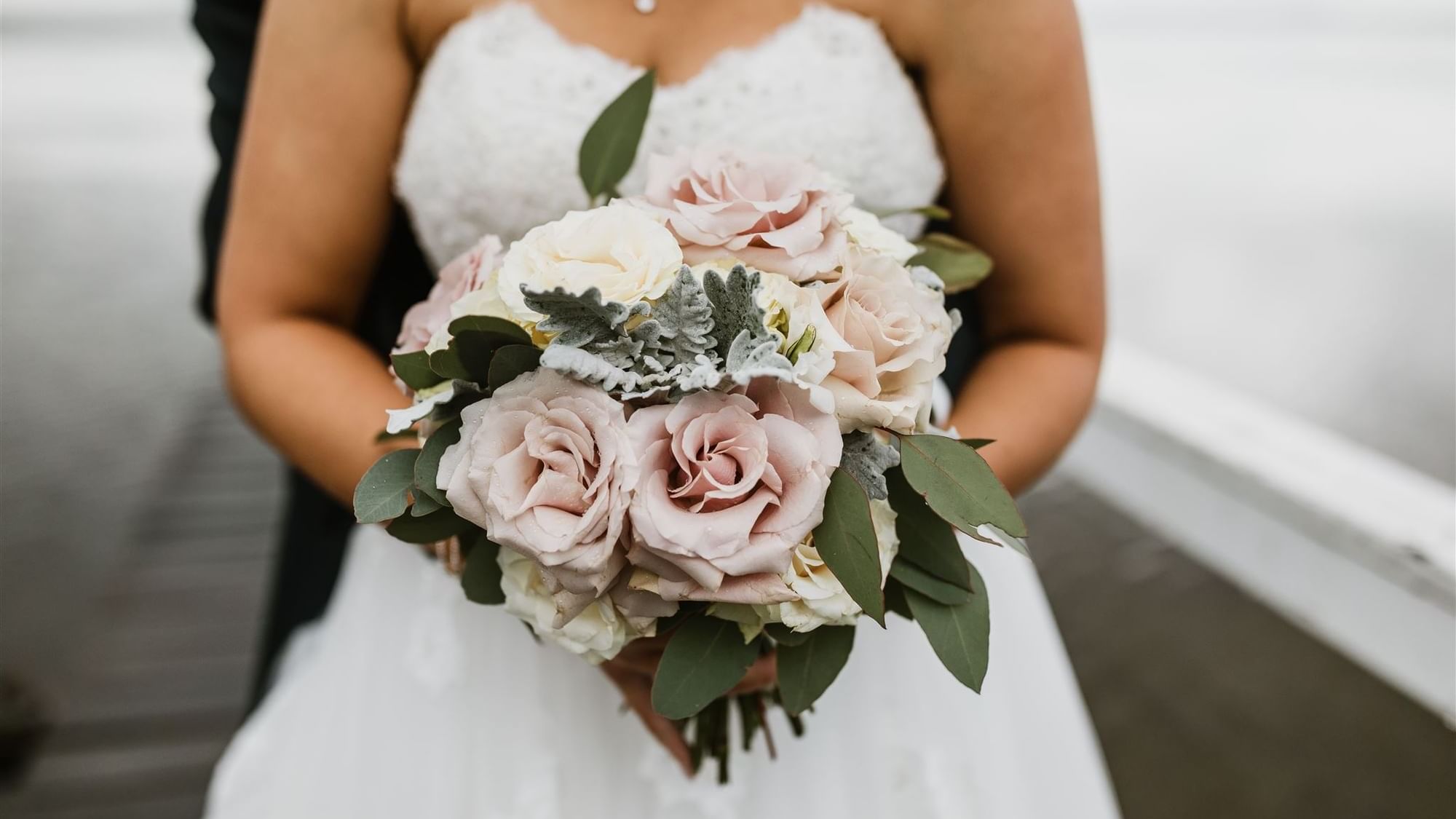Beautiful flowers on wedding day for photos