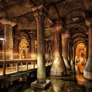 Interior of the Yerebatan & Binbirdirek Cistern near Titanic Business Kartal