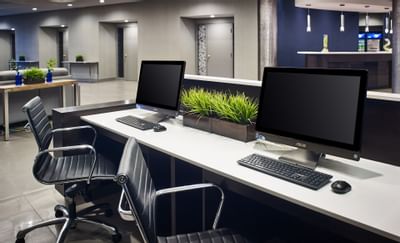 Workstations in the Business Center at Waterfront Hotel