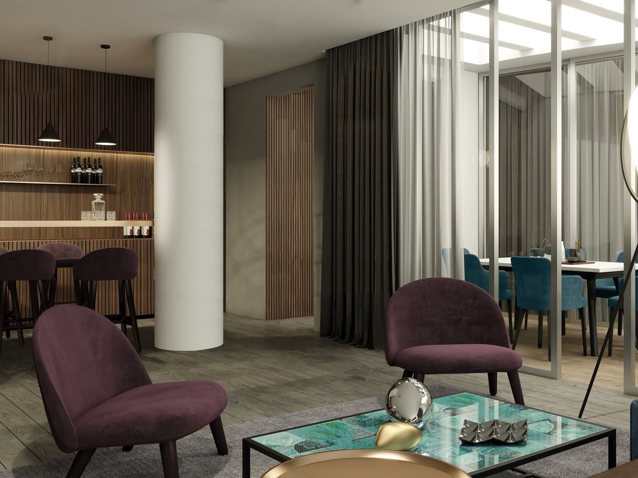 Living area of Luxury Penthouse King bedroom at Wyndham Grand