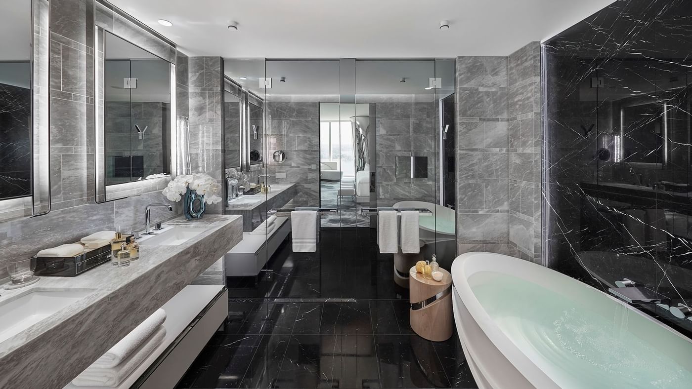Opera King Room bathroom at Crown Hotels