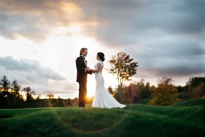 Newly wedded couple near Hotel Mont Gabriel Resort