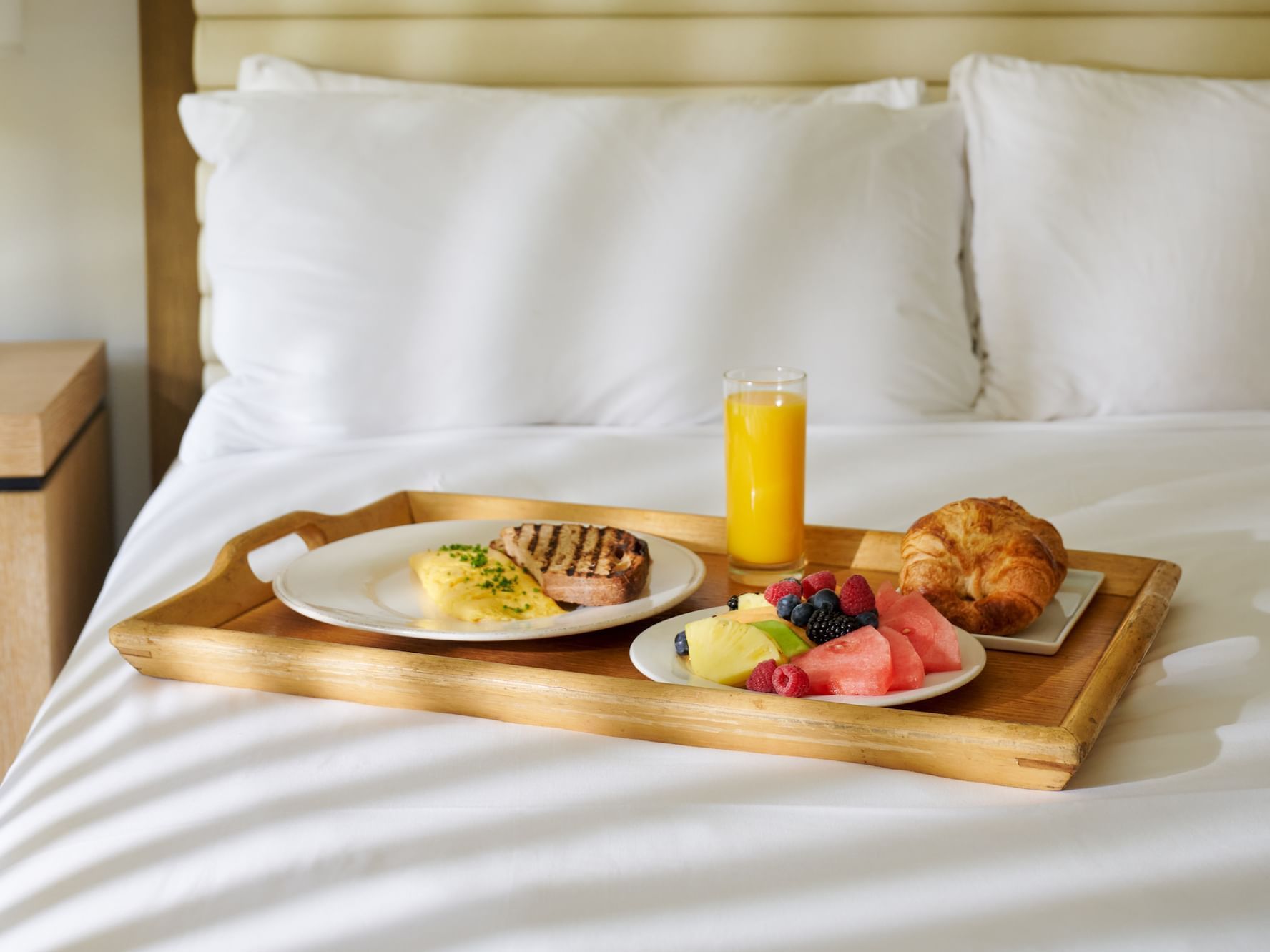 A breakfast plate served for a room at Luxe Sunset Boulevard