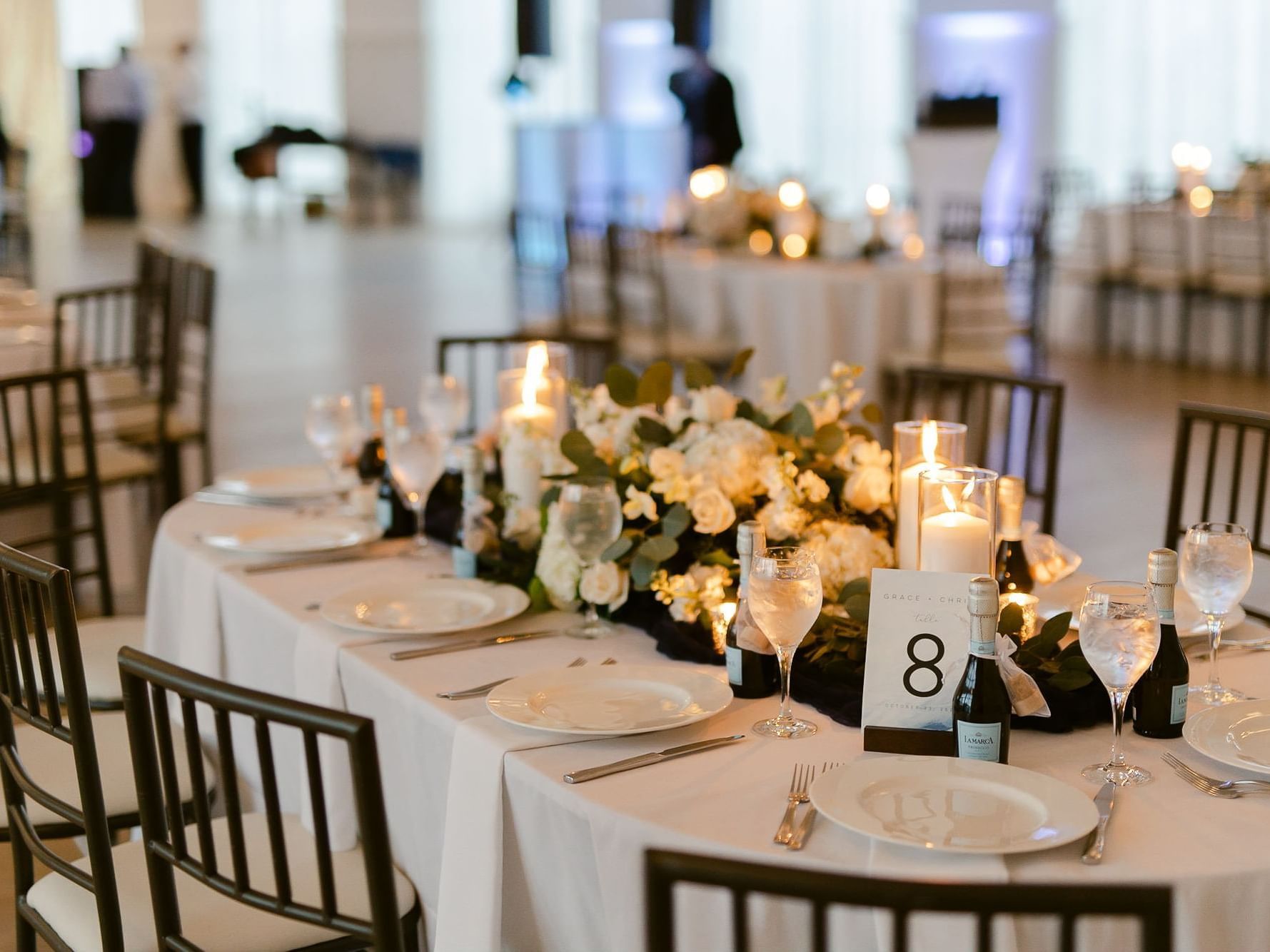 The Harbor Room arranged banquet style in The Rockaway Hotel