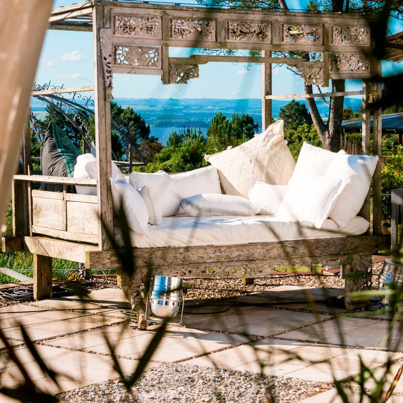 Outdoor private lounges at Las Cumbres Boutique Hotel