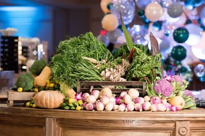 vegetable station at ballroom event