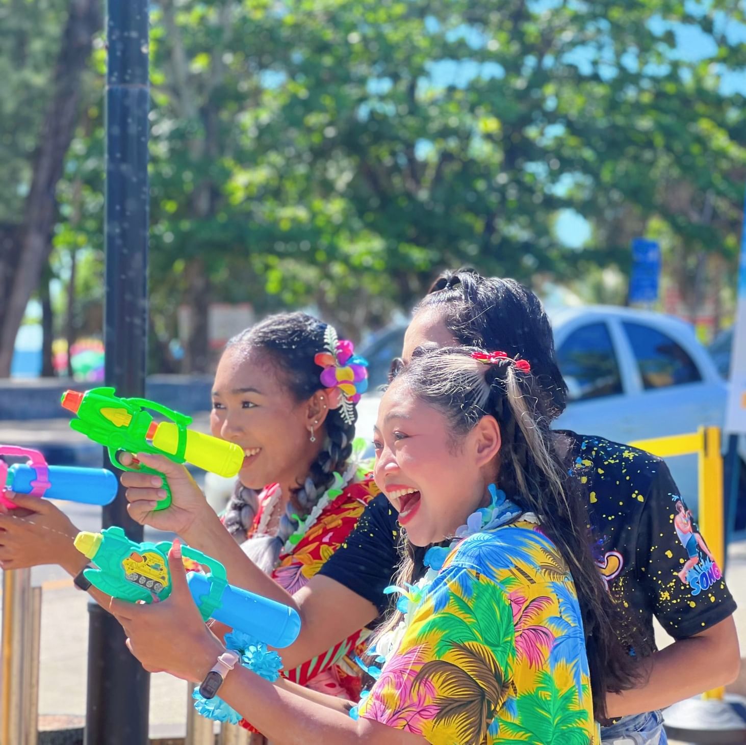 Thai women are having fun during Songkran Festival in Phuket, Thailand