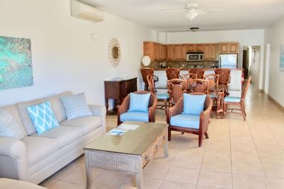 Comfortable chairs in living room in Penthouse suite at Windsong Resort On The Reef