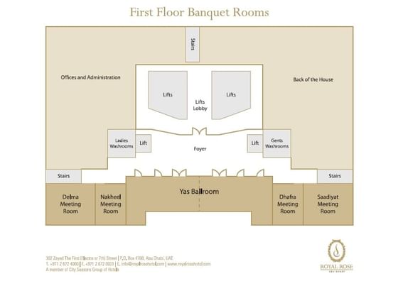 مخطط الطابق في فندق رويال روز في أبو ظبي، الإمارات العربية المتح