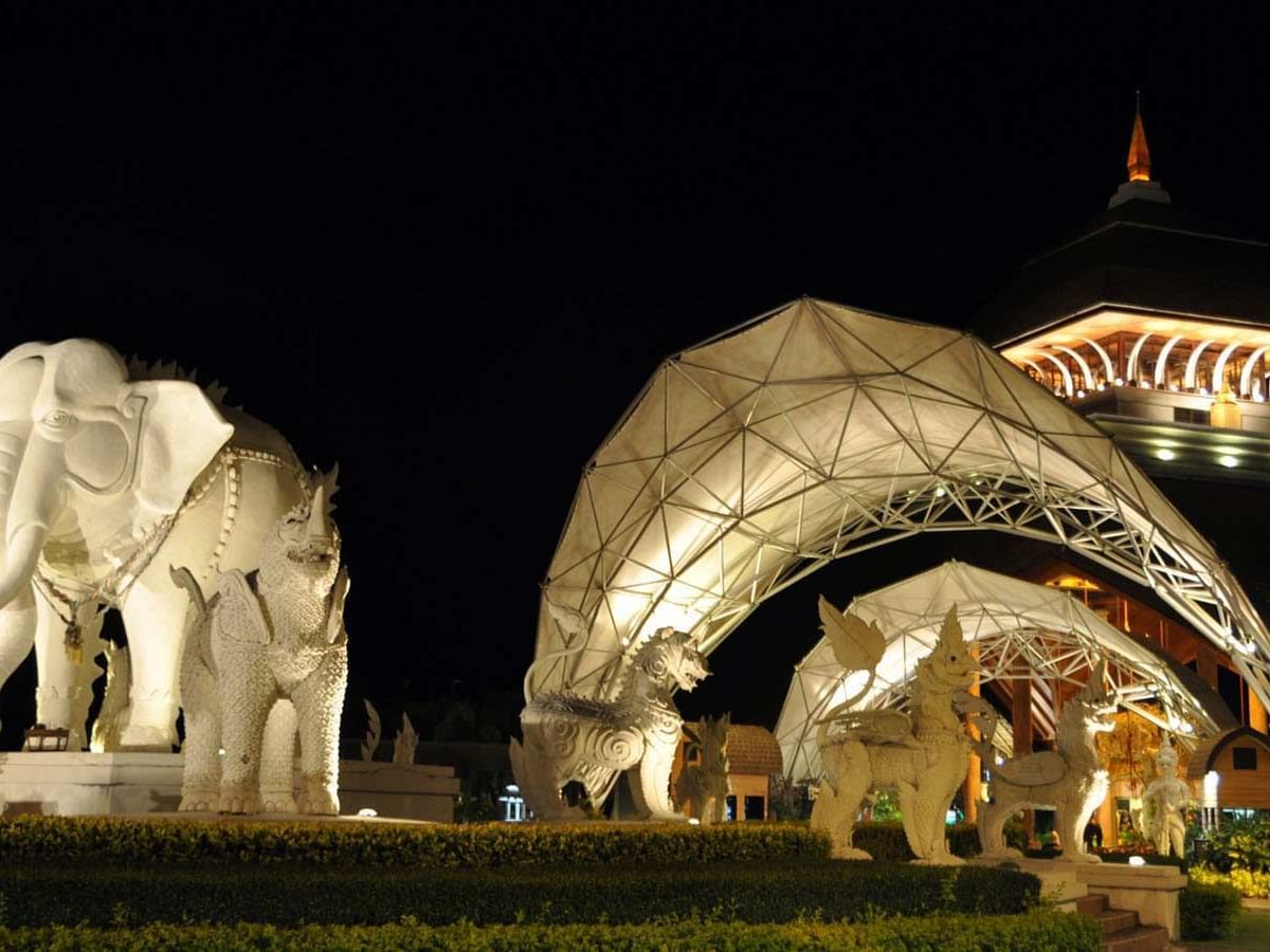 White sculptures in Chiang Mai Night Safari near Eastin Tan Hotel Chiang Mai