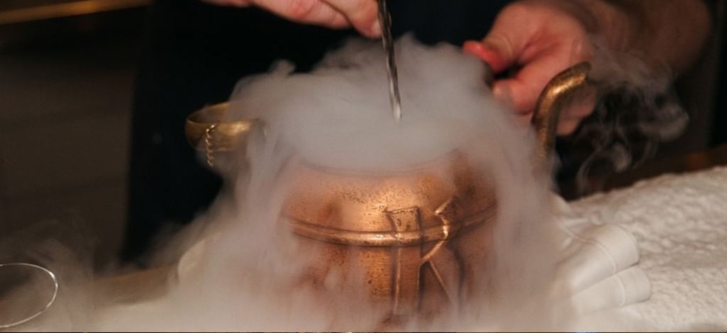 Vesper Nitro Martini prepared with dramatic smoke