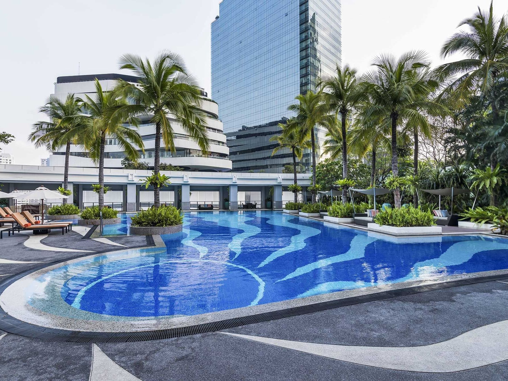 View of swimming pool at Emporium suites at Chatrium hotel