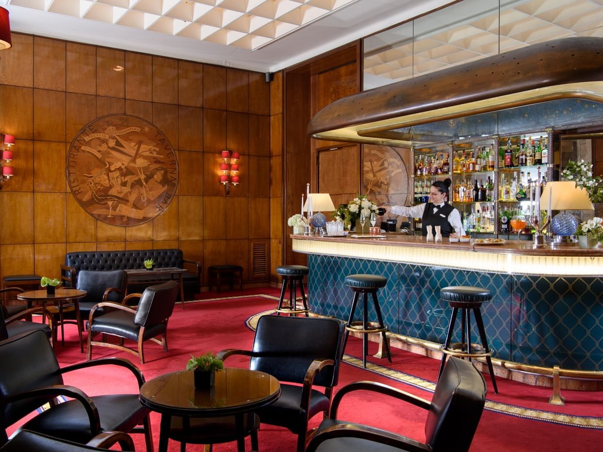 Bar 21 with stylish interior & elegant setting at Bettoja Hotel Mediterraneo