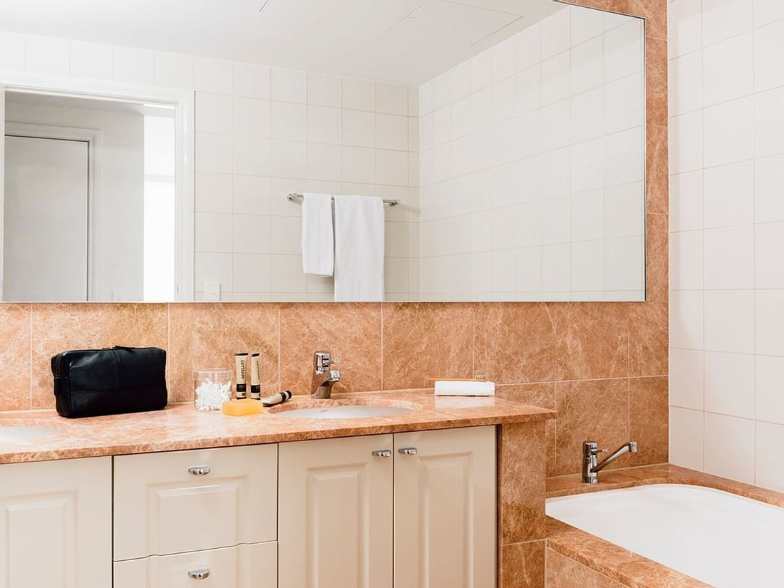 Bathroom interior in 2 Bedroom 2 Bathroom Premium Apartment at Quay West Suites Melbourne