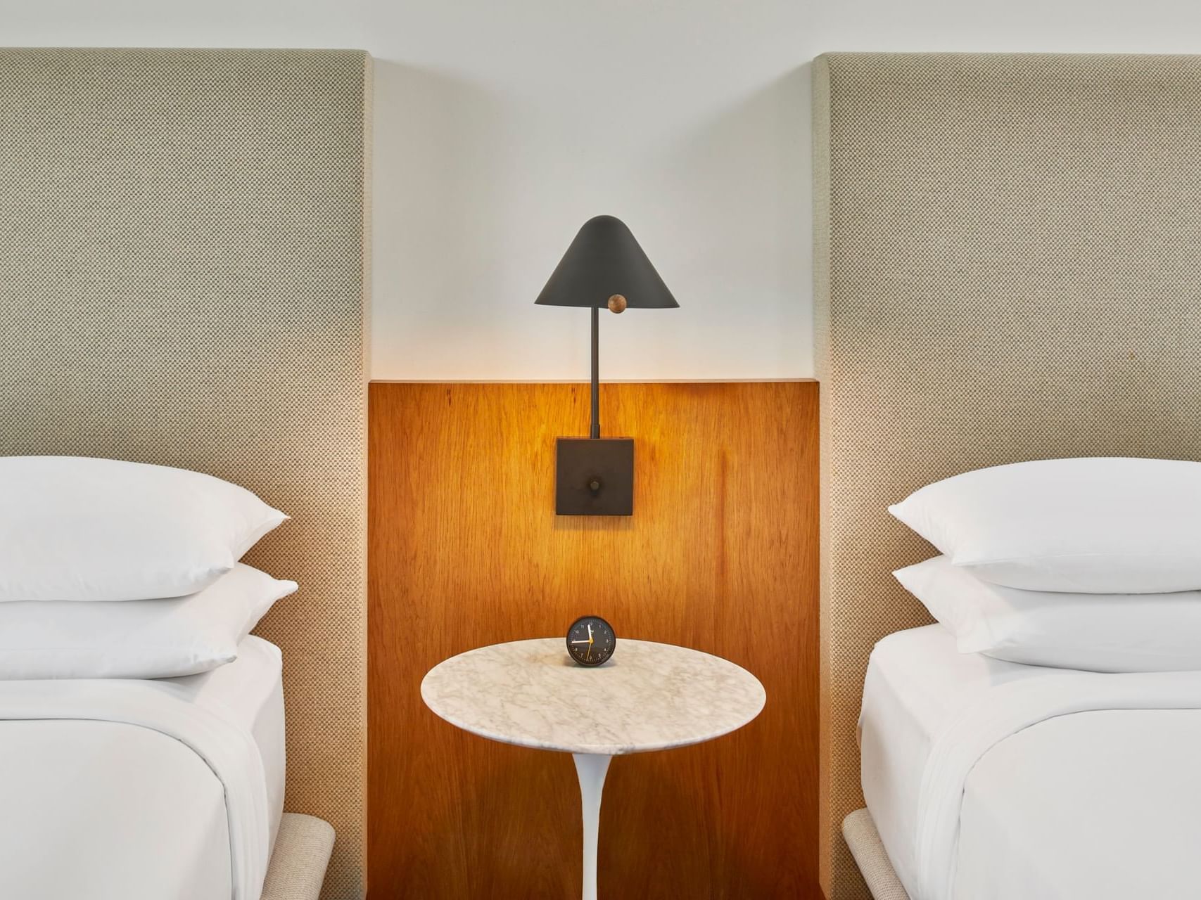 Close-up of bedside lamp & cupboard in Guest Room, 2 Queen at The Sarasota Modern