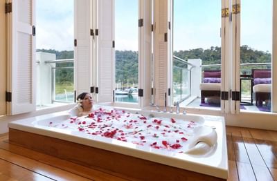 Women relaxing in a bathtub in Danna Spa at Danna Langkawi