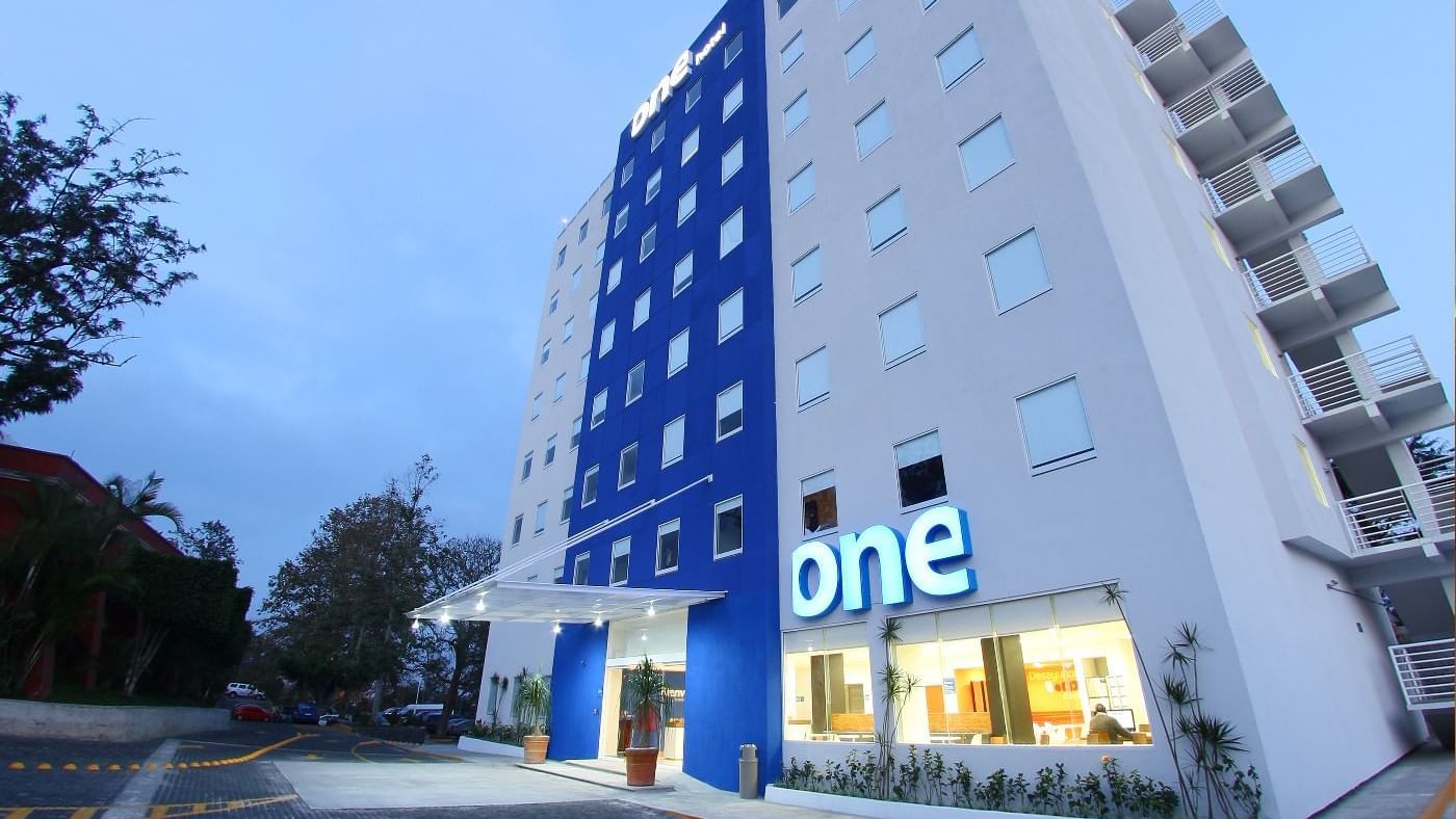 Close-up on the entrance of One Xalapa Las Ánimas