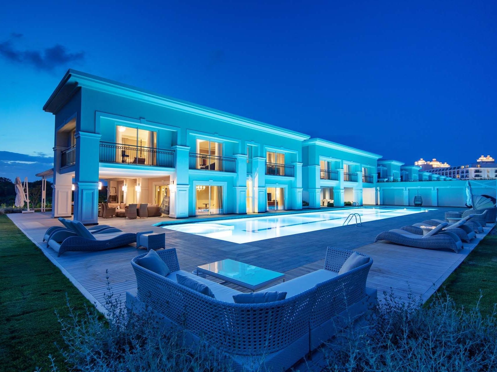 Exterior view of Presidential Villa and the pool at Titanic Deluxe Golf Belek
