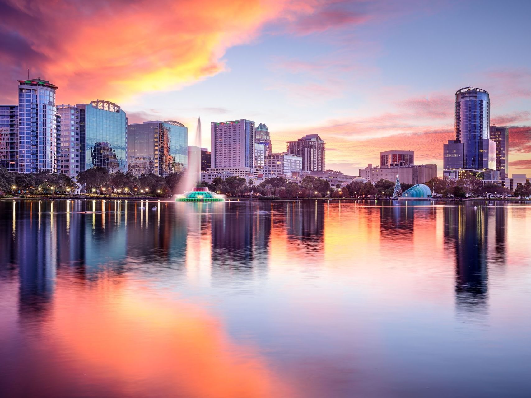 Exterior view of the city near Mystic Dunes Resort at sunset