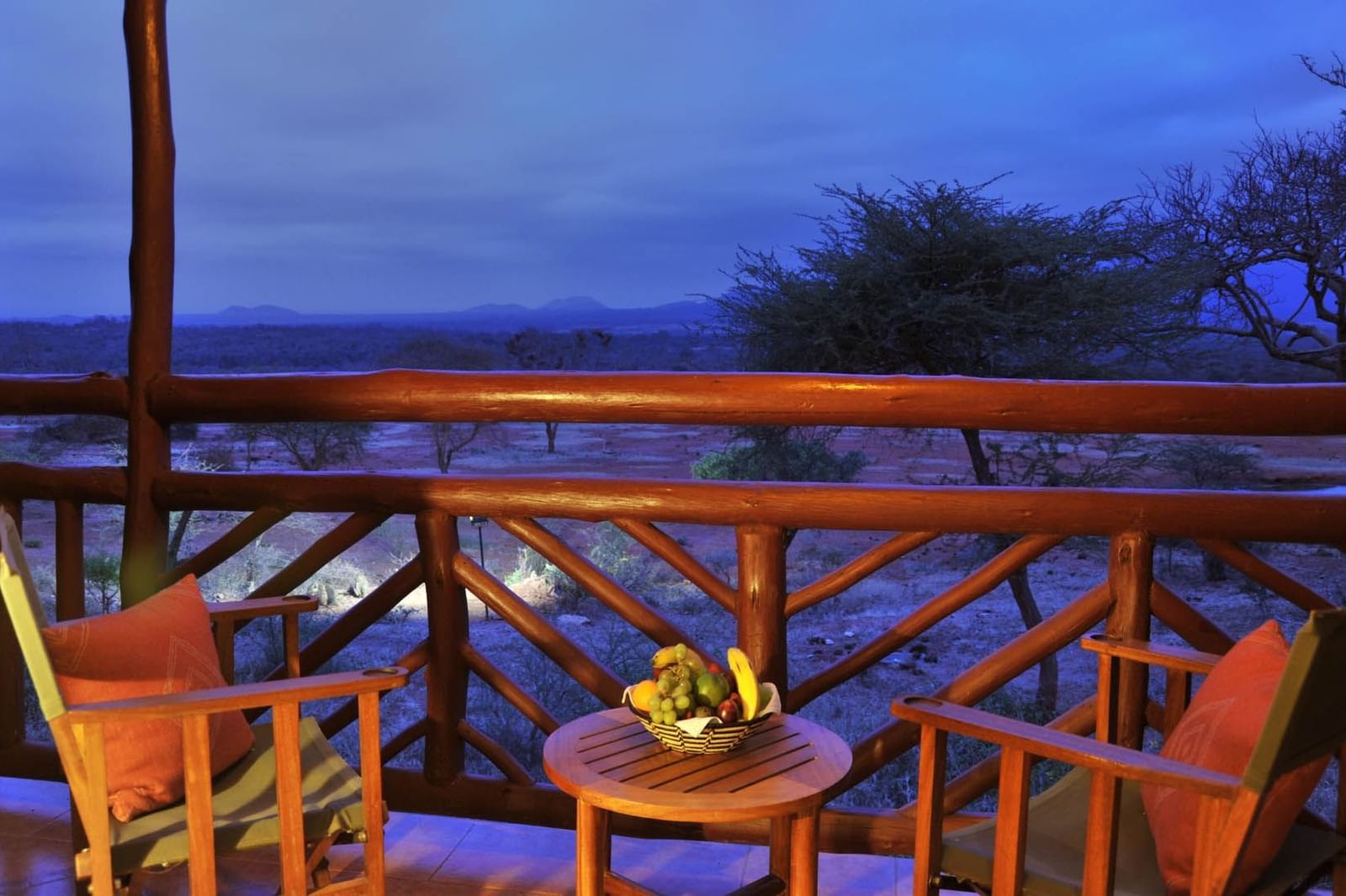 View at night from the balcony at Hotel Kilaguni Serena