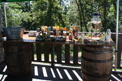 Table of tea outdoors.