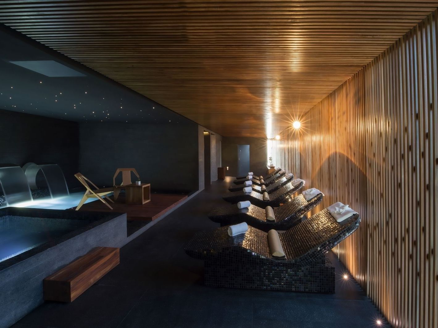 Relaxing chairs in the spa at Live Aqua Urban Resort Monterrey