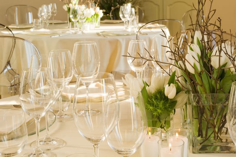 Glass decoration at Warwick Melrose Hotel Dallas Ballroom