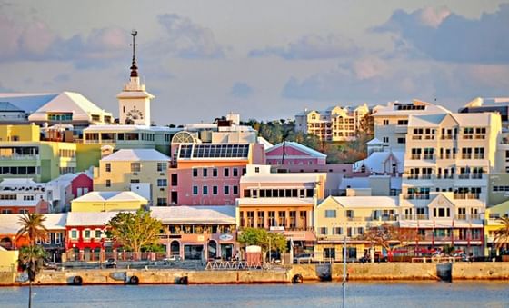 Aerial view of Hamilton, Bermuda near Royal Palms Hotel