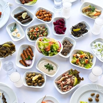 Feast dishes served featuring Fasil Pleasure at Kumkapi near Titanic Port Bakirkoy